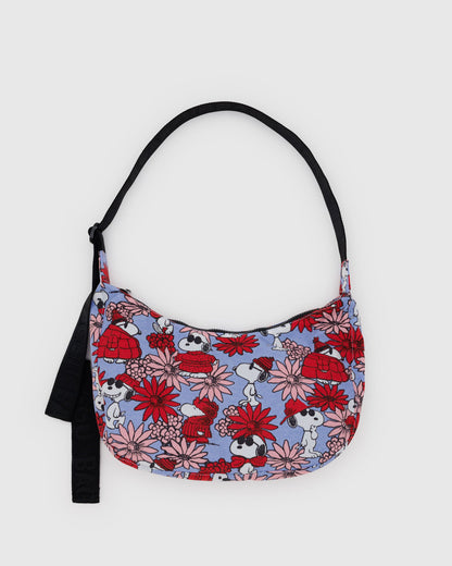 Medium Nylon Crescent Bag Floral Snoopy | Baggu Popular