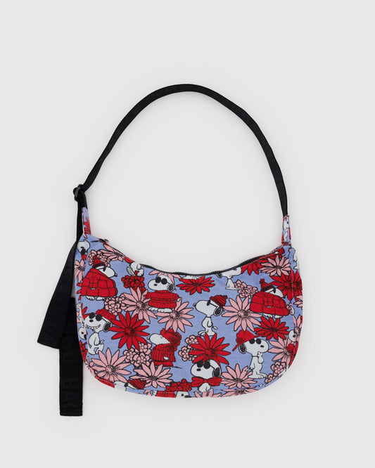 Medium Nylon Crescent Bag Floral Snoopy | Baggu Popular