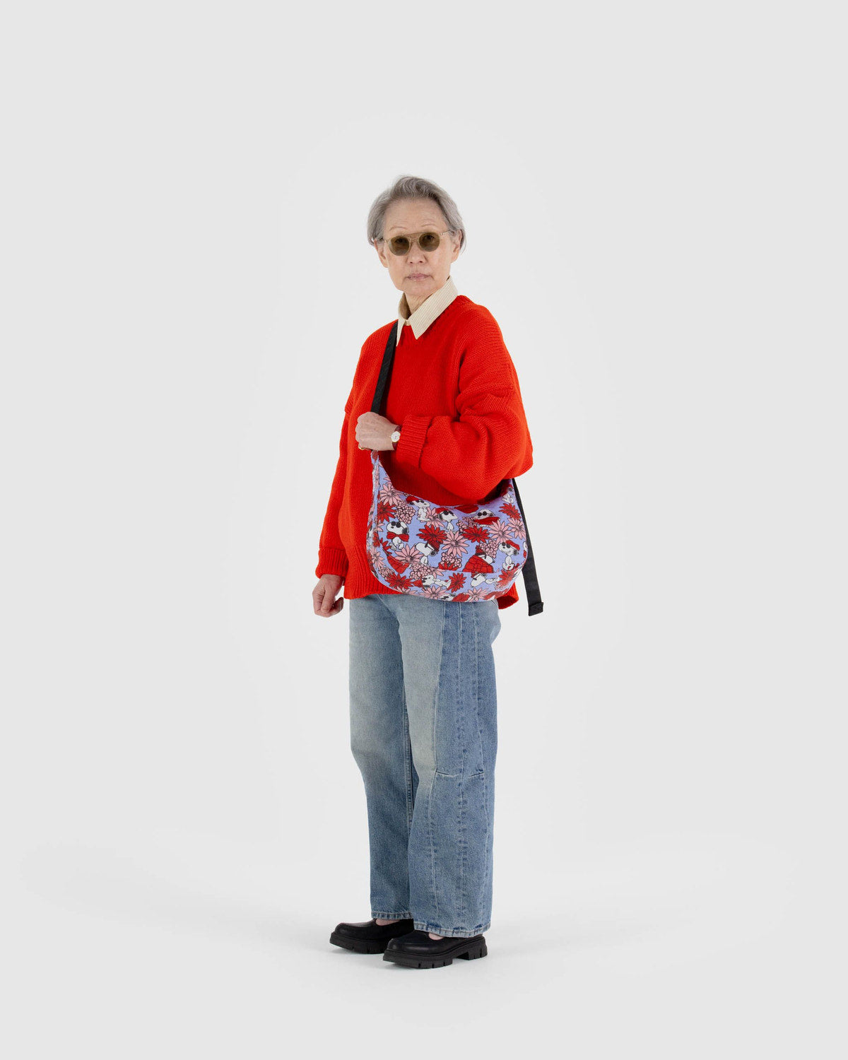Medium Nylon Crescent Bag Floral Snoopy | Baggu Popular
