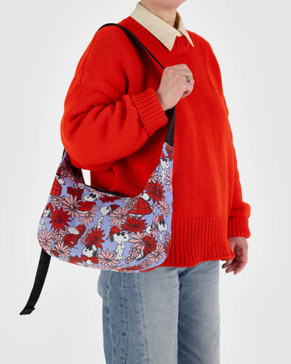 Medium Nylon Crescent Bag Floral Snoopy | Baggu Popular