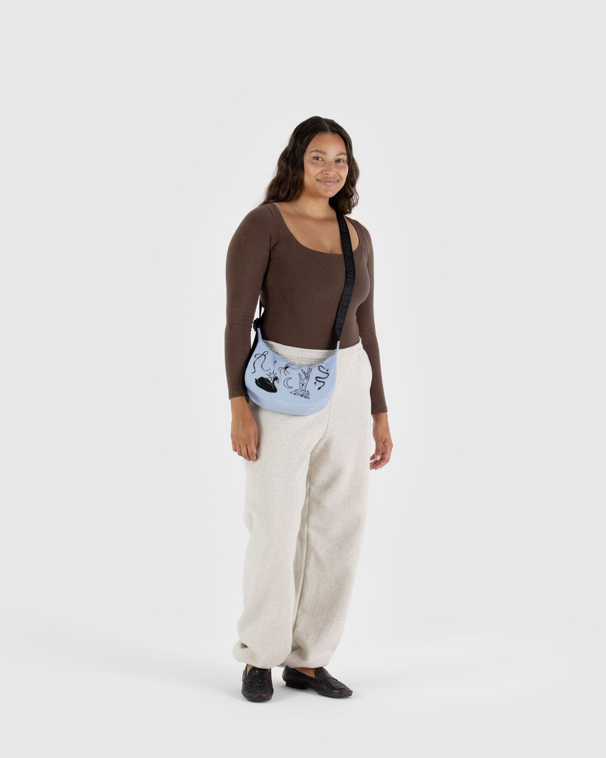 Small Nylon Crescent Bag Embroidered Ballet Icons | Baggu Classic