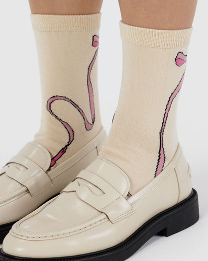 Crew Sock Pink Bow | Baggu Best Price