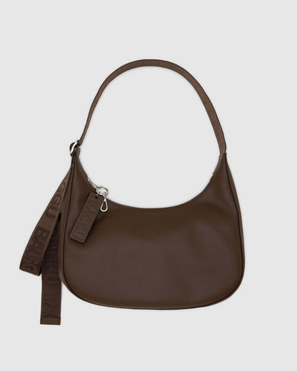 Medium Recycled Leather Crescent Bag Brown | Baggu Featured