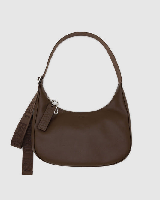 Medium Recycled Leather Crescent Bag Brown | Baggu Featured