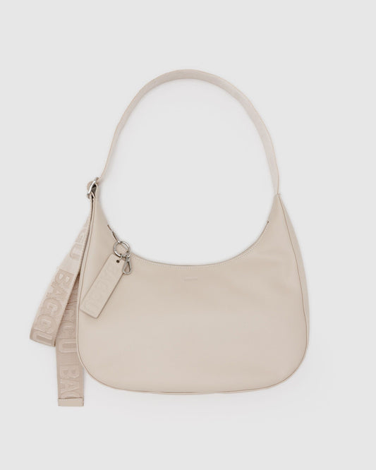 Medium Recycled Leather Crescent Bag Stone | Baggu Recommended