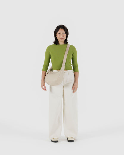 Medium Recycled Leather Crescent Bag Stone | Baggu Recommended