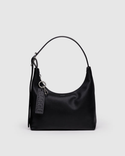 Mini Recycled Leather Shoulder Bag Black | Baggu Great Value