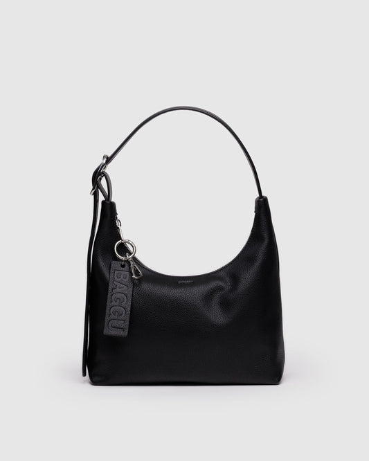 Mini Recycled Leather Shoulder Bag Black | Baggu Great Value