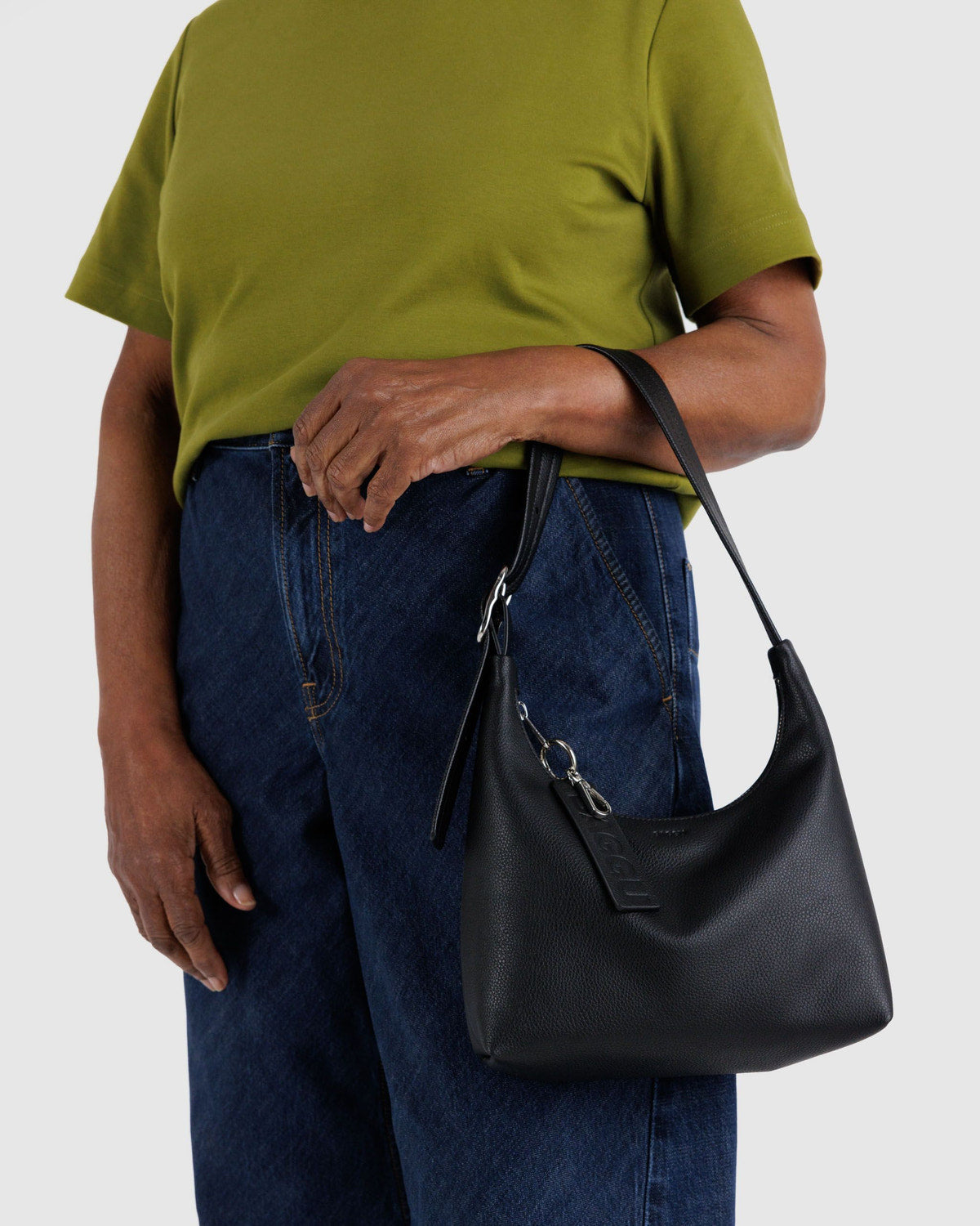 Mini Recycled Leather Shoulder Bag Black | Baggu Great Value