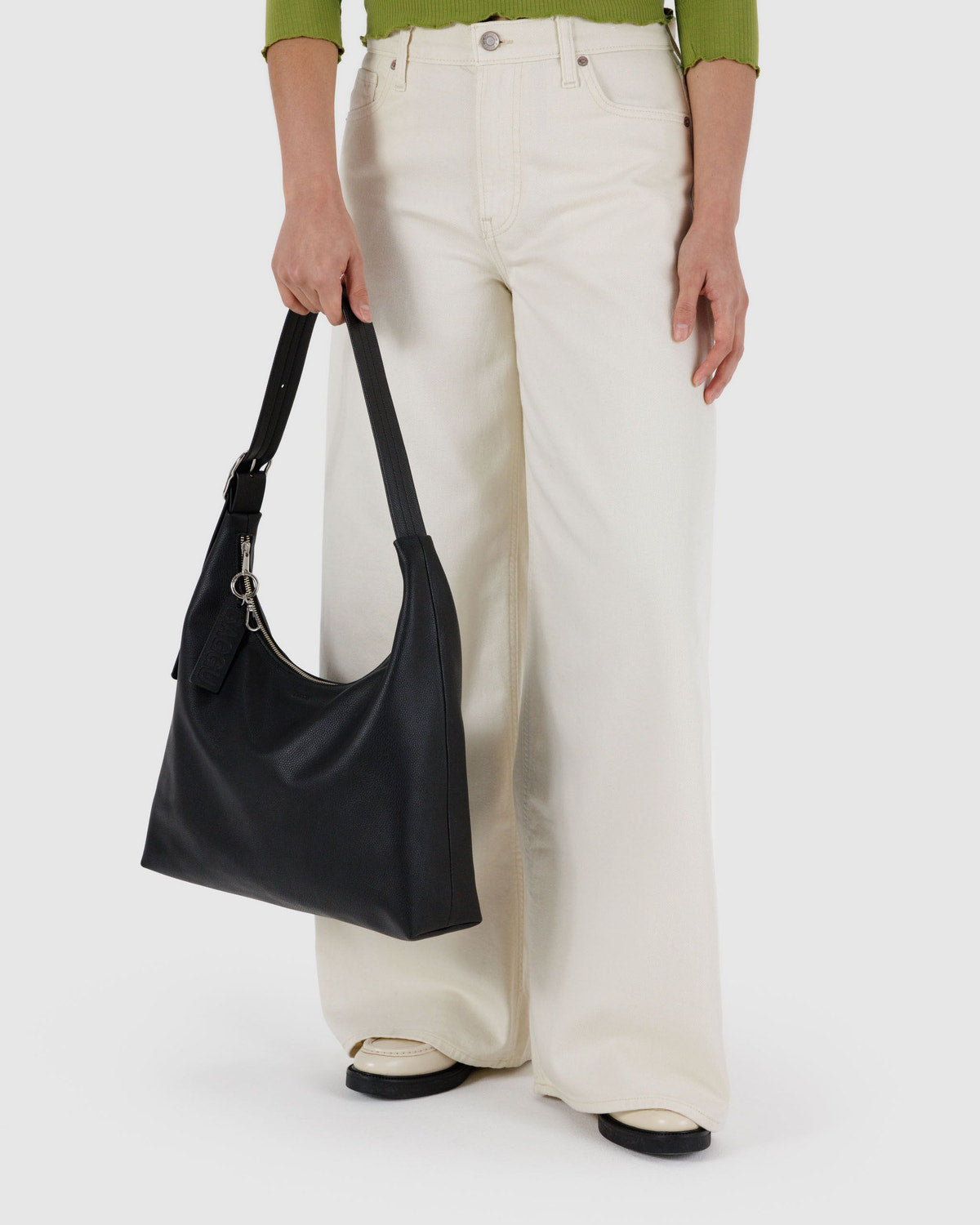 Recycled Leather Shoulder Bag Black | Baggu Sale