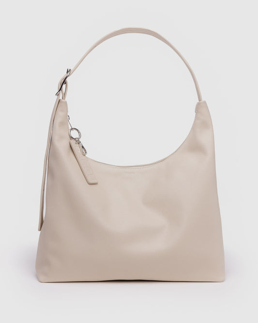 Recycled Leather Shoulder Bag Stone | Baggu Premium
