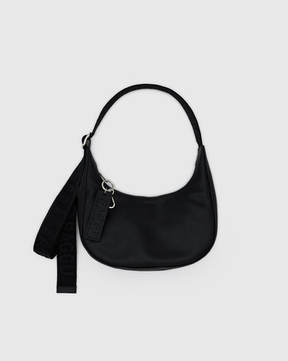 Small Recycled Leather Crescent Bag Black | Baggu Great Value
