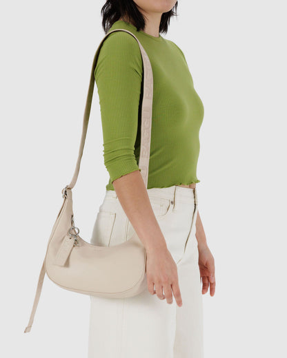 Small Recycled Leather Crescent Bag Stone | Baggu Deals