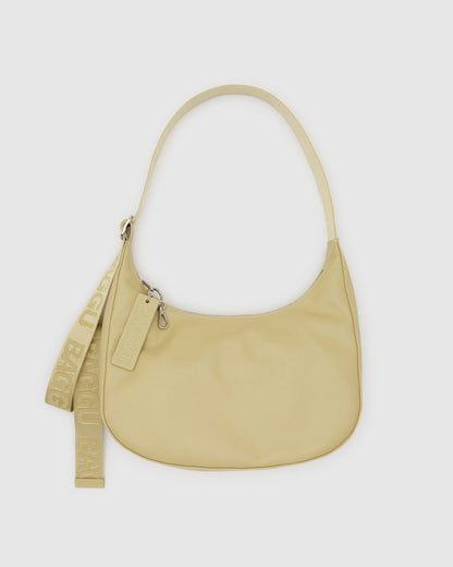 Medium Recycled Leather Crescent Bag Straw | Baggu Premium