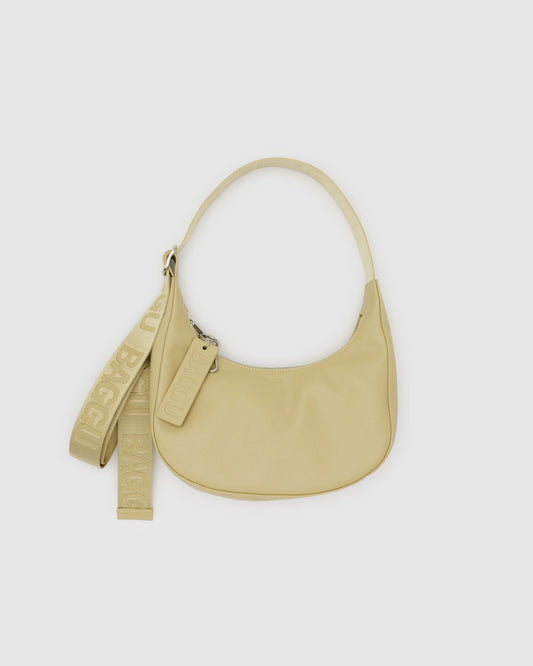 Small Recycled Leather Crescent Bag Straw | Baggu Classic