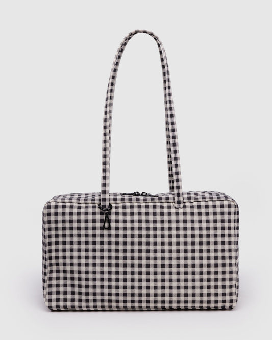 Medium Nylon Bowler Bag Black & White Gingham | Baggu Hot Sale