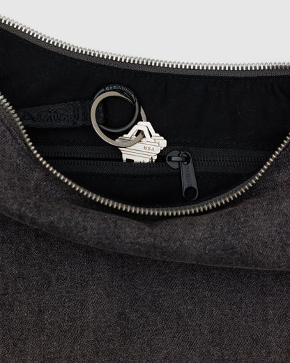 Medium Denim Crescent Bag Washed Black Denim | Baggu Essential