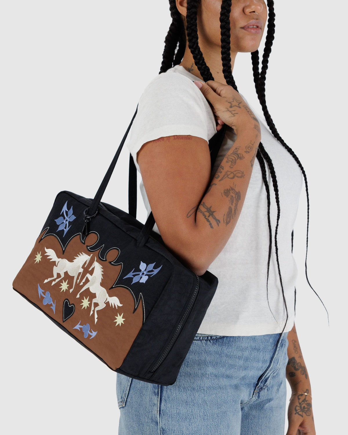 Medium Nylon Bowler Bag Western Appliqué | Baggu Popular