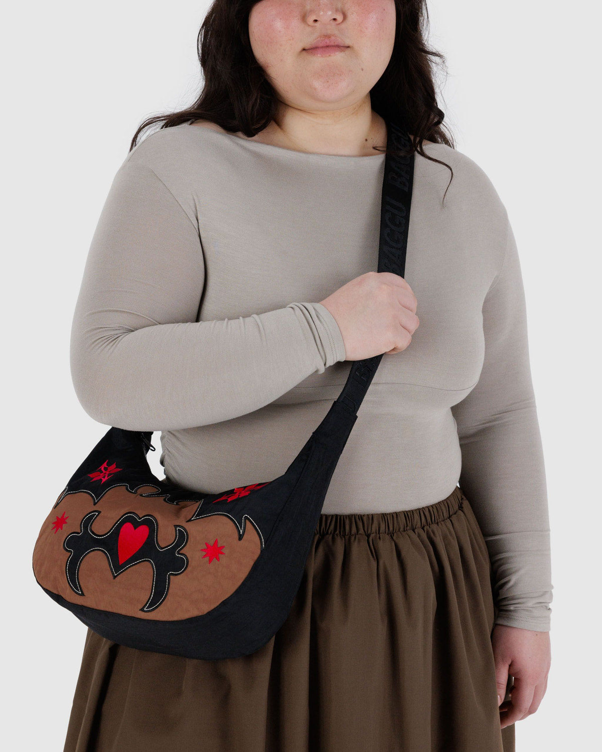 Medium Nylon Crescent Bag Western Appliqué | Baggu Featured