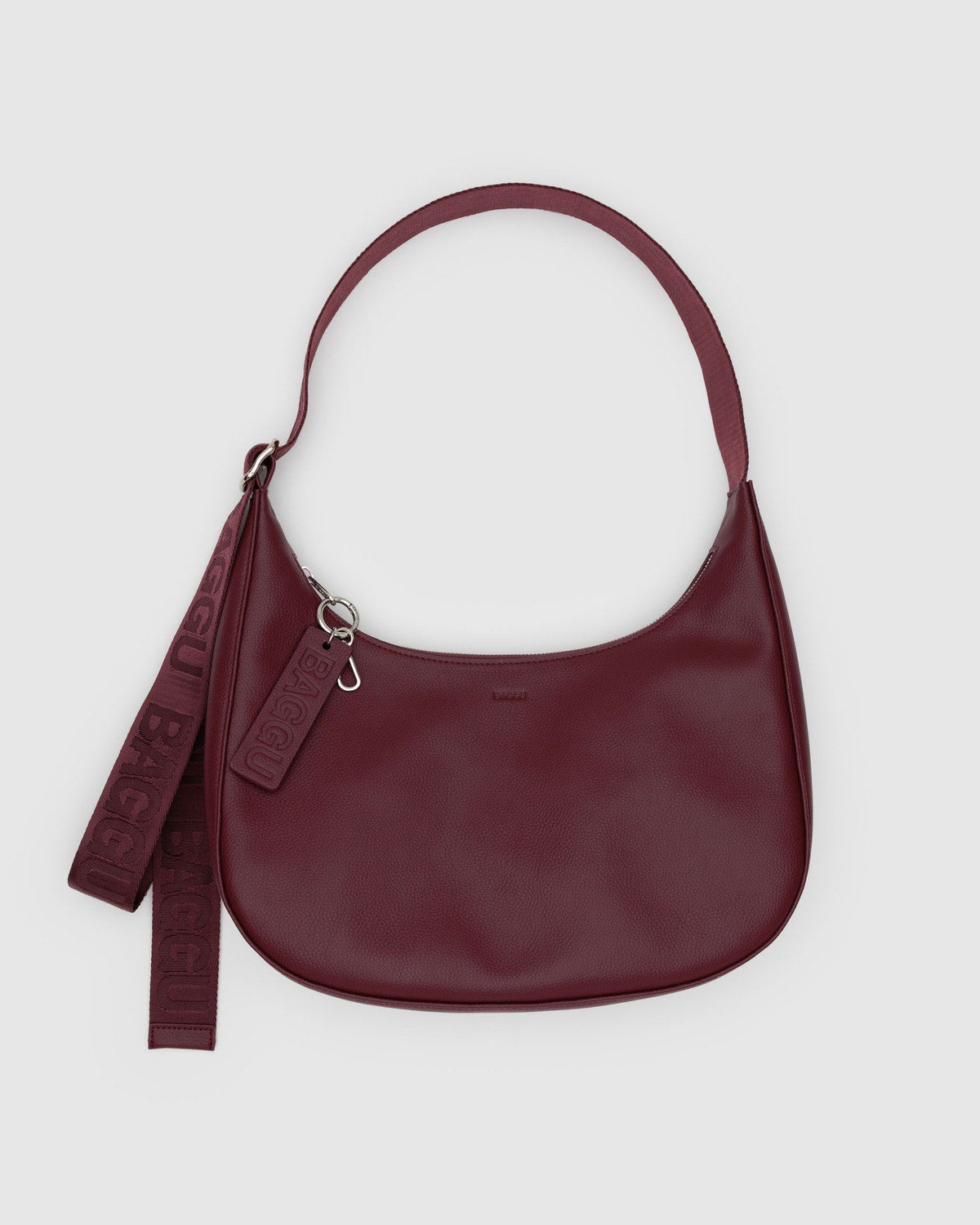 Medium Recycled Leather Crescent Bag Mahogany | Baggu Exclusive