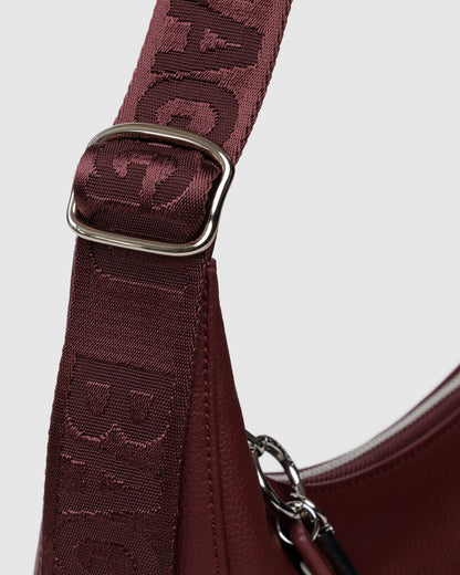 Medium Recycled Leather Crescent Bag Mahogany | Baggu Exclusive