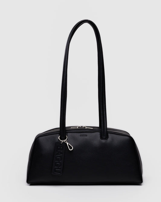 Recycled Leather Bowler Bag Black | Baggu Great Value