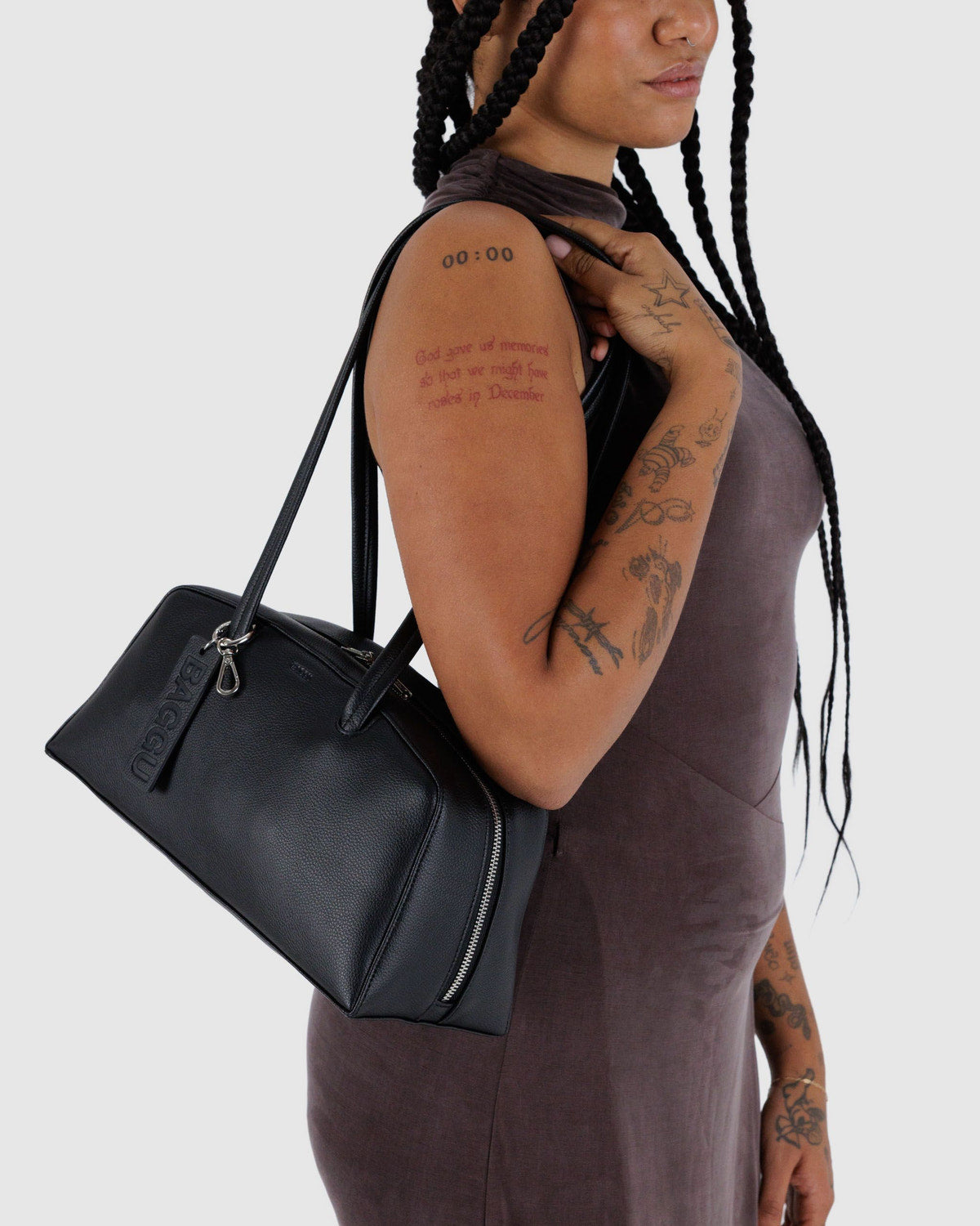 Recycled Leather Bowler Bag Black | Baggu Great Value
