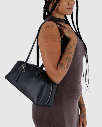 Recycled Leather Bowler Bag Black | Baggu Great Value
