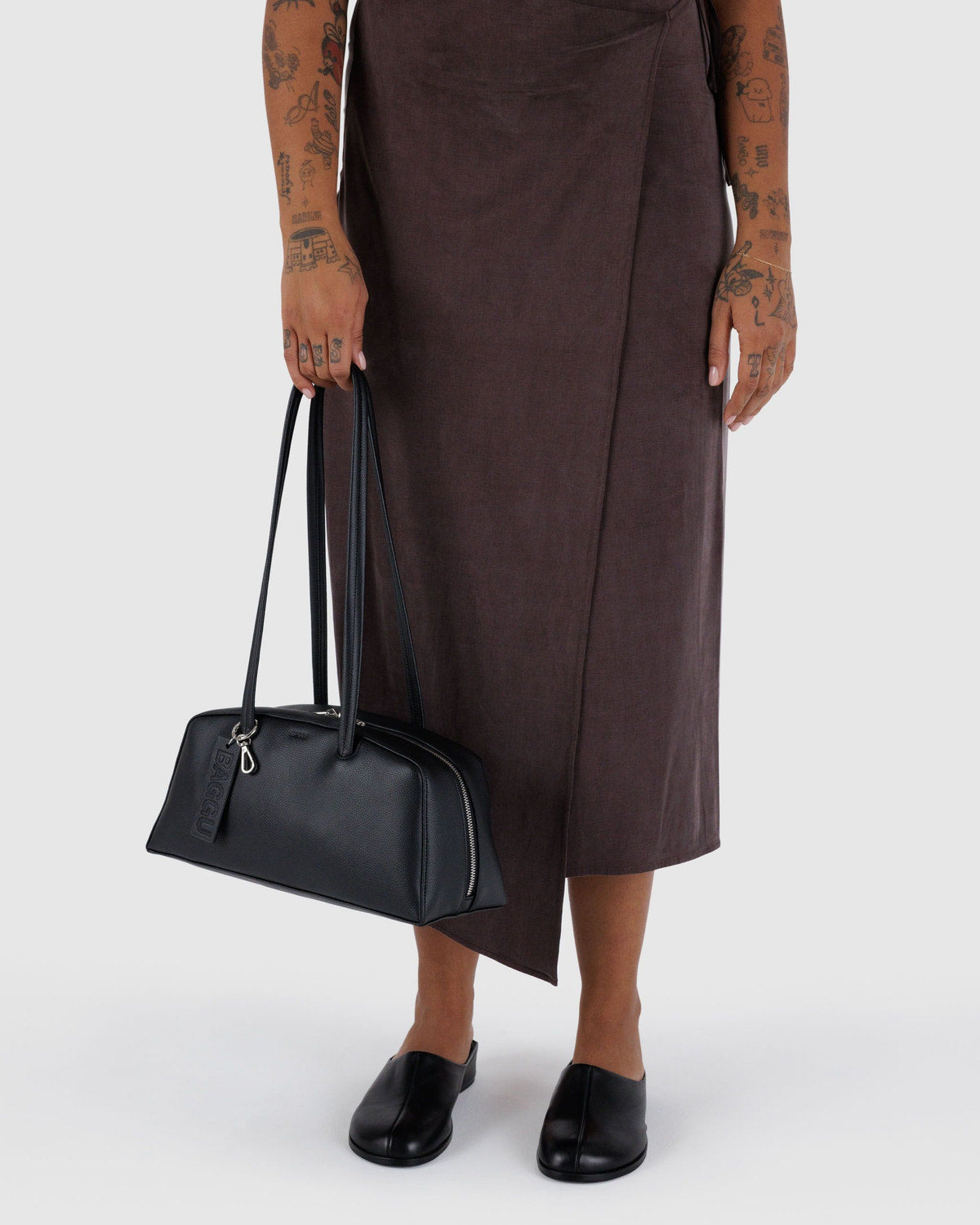 Recycled Leather Bowler Bag Black | Baggu Great Value