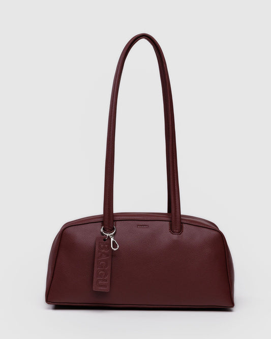 Recycled Leather Bowler Bag Mahogany | Baggu Exclusive