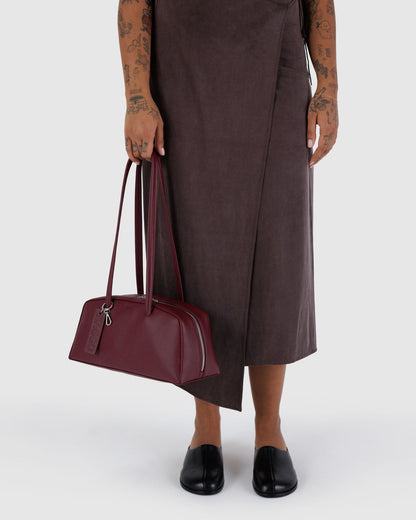 Recycled Leather Bowler Bag Mahogany | Baggu Exclusive