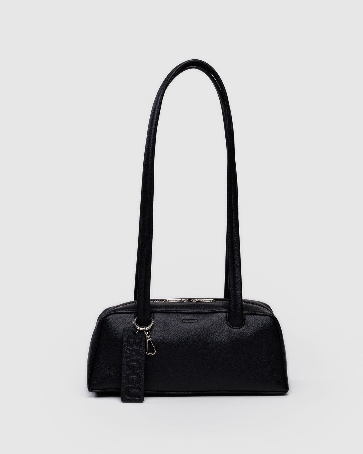 Small Recycled Leather Bowler Bag Black | Baggu Value