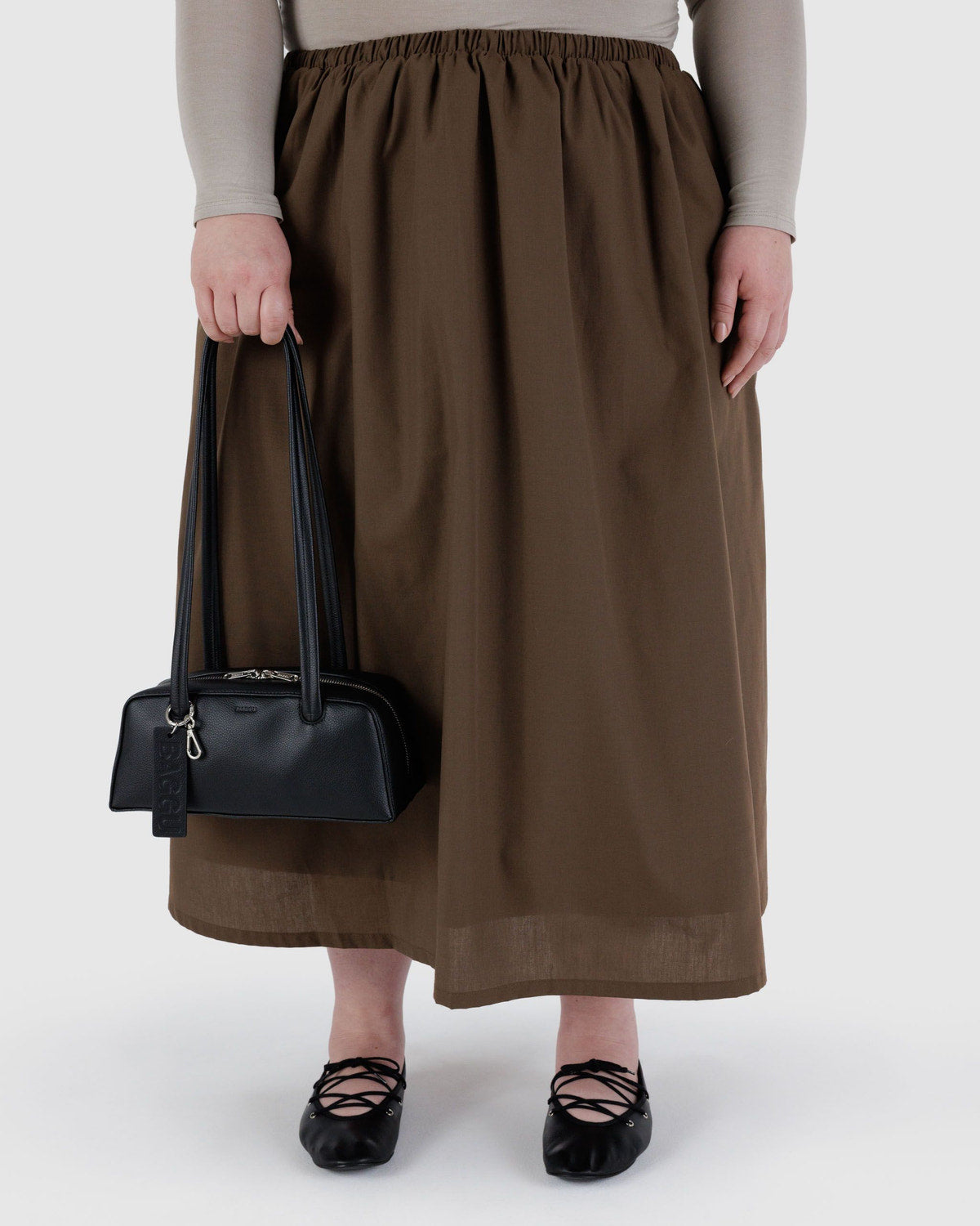 Small Recycled Leather Bowler Bag Black | Baggu Value