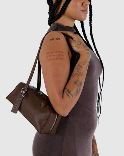 Small Recycled Leather Bowler Bag Brown | Baggu Discount