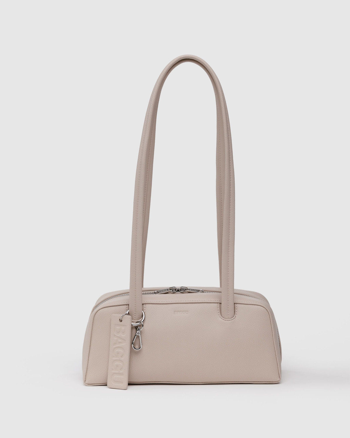 Small Recycled Leather Bowler Bag Stone | Baggu Sale
