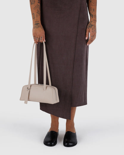 Small Recycled Leather Bowler Bag Stone | Baggu Sale