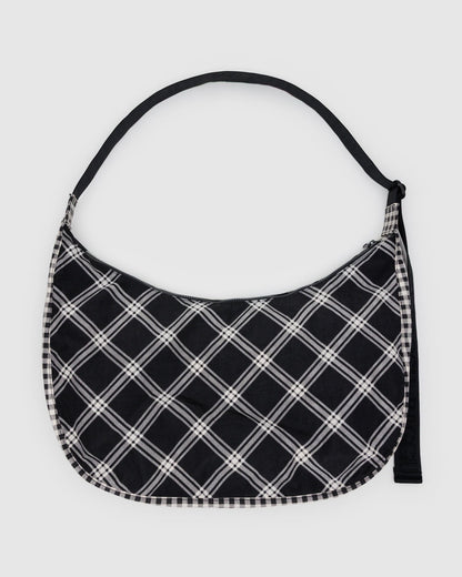 Large Nylon Crescent Bag Mixed Plaid | Baggu Deals
