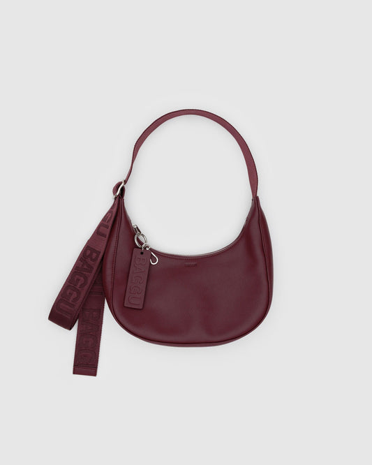 Small Recycled Leather Crescent Bag Mahogany | Baggu Discount