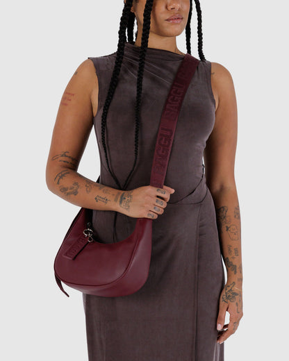 Small Recycled Leather Crescent Bag Mahogany | Baggu Discount