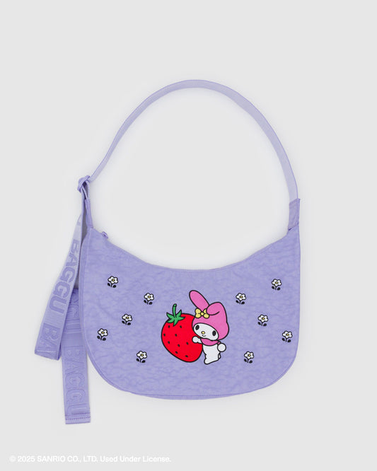 Medium Nylon Crescent Bag Embroidered My Melody Strawberry | Baggu Trending