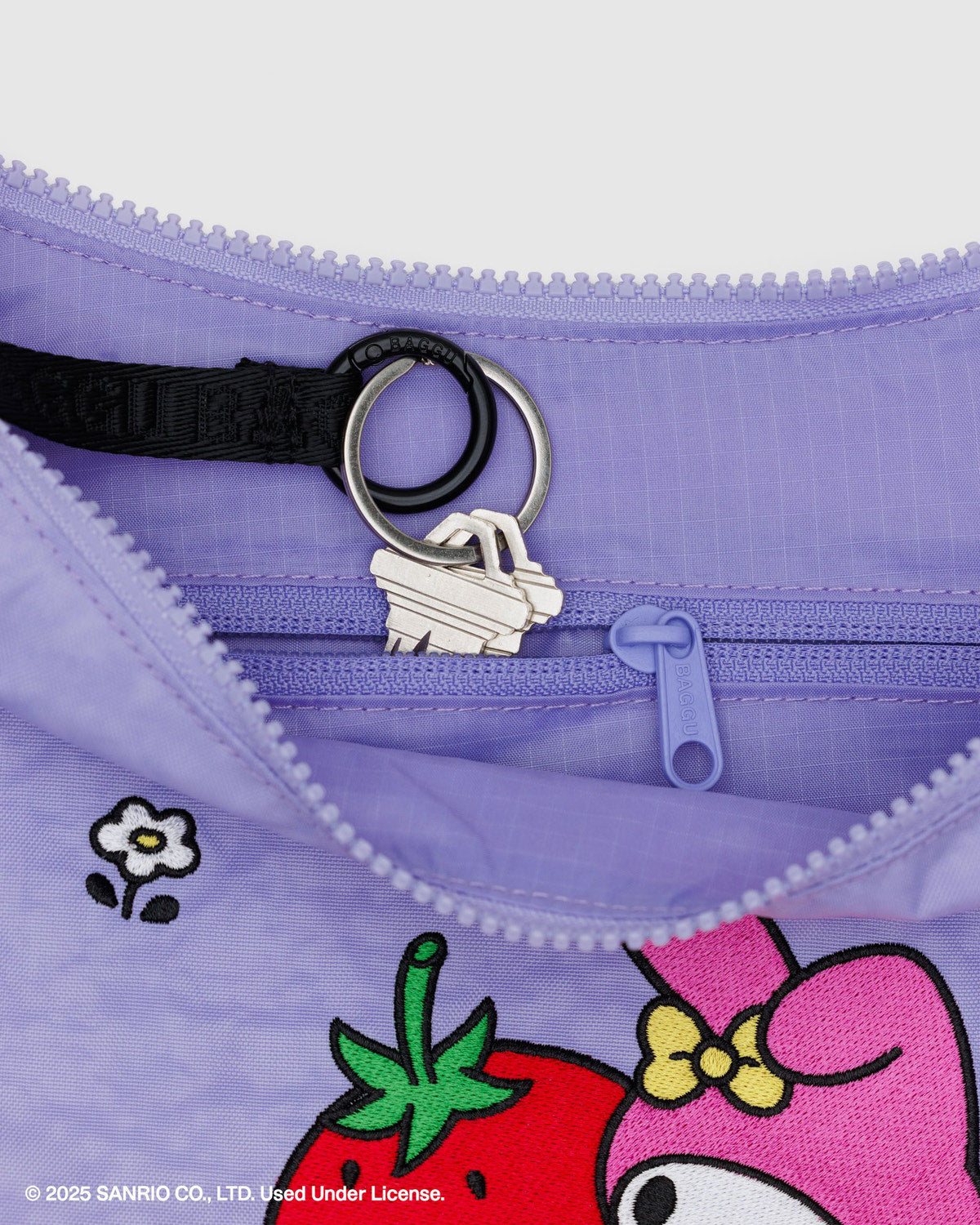 Medium Nylon Crescent Bag Embroidered My Melody Strawberry | Baggu Trending