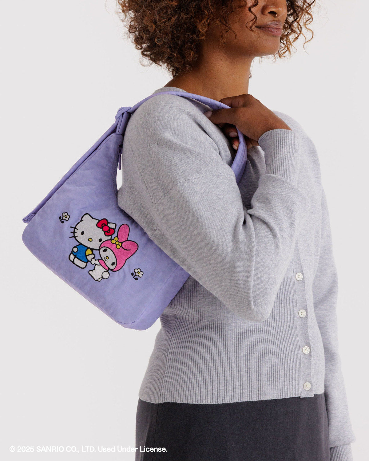 Mini Nylon Shoulder Bag  Embroidered Hello Kitty & My Melody | Baggu Latest