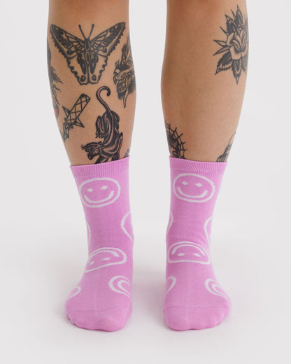 Crew Sock Pink Happy | Baggu Essential