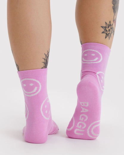 Crew Sock Pink Happy | Baggu Essential