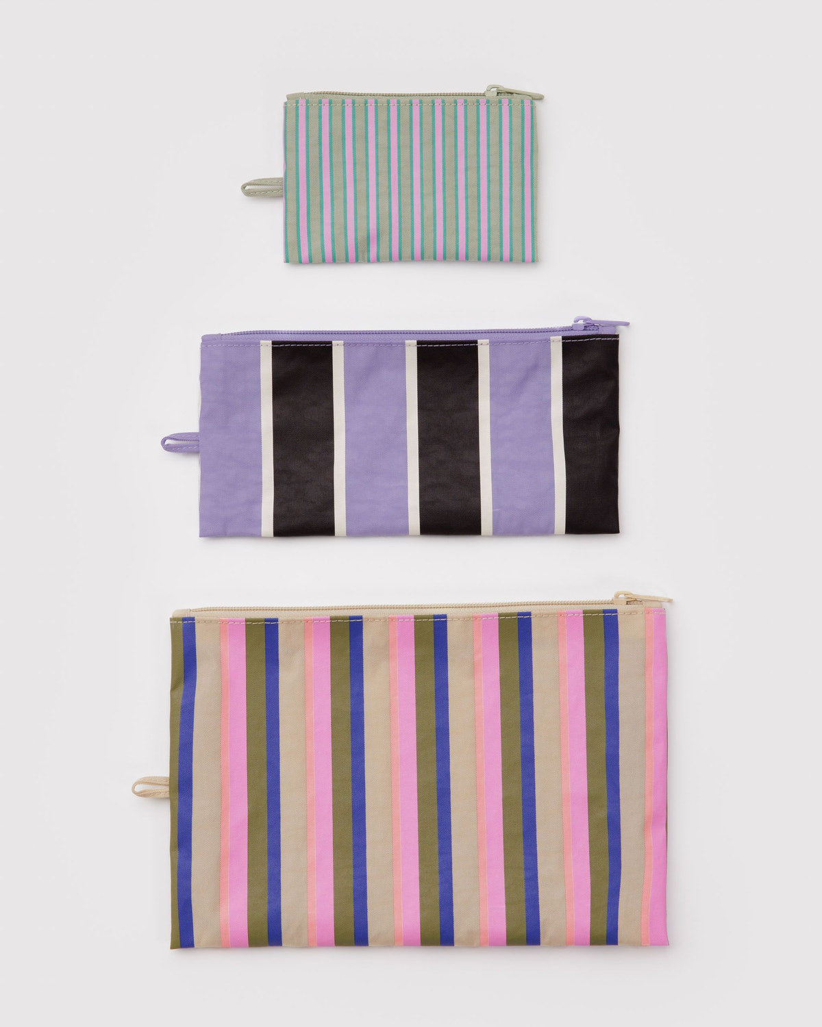 Flat Pouch Set Candy Shop Stripes | Baggu Signature