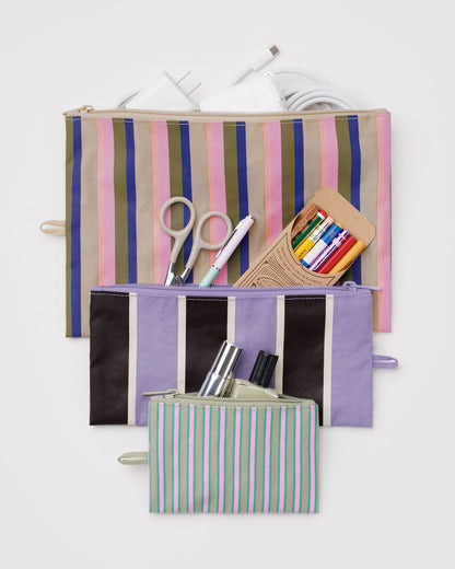 Flat Pouch Set Candy Shop Stripes | Baggu Signature