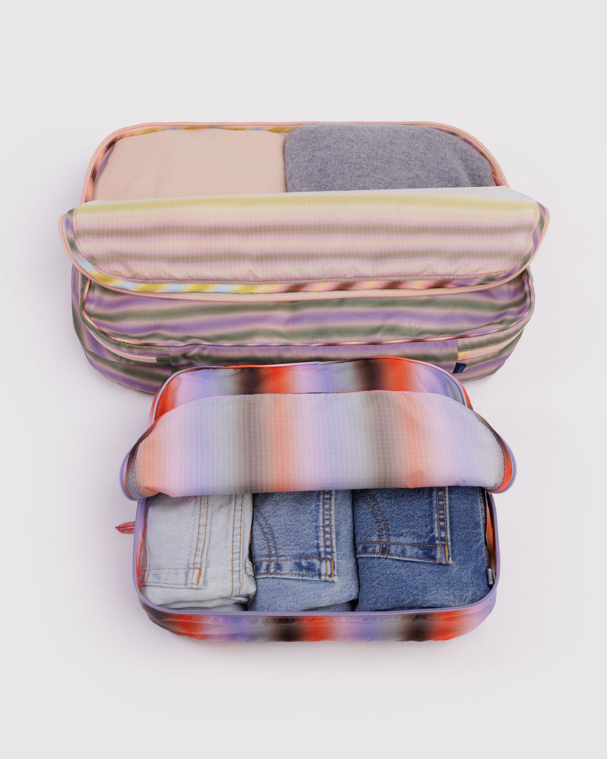 Large Packing Cube Set Gradient Stripes | Baggu Premium
