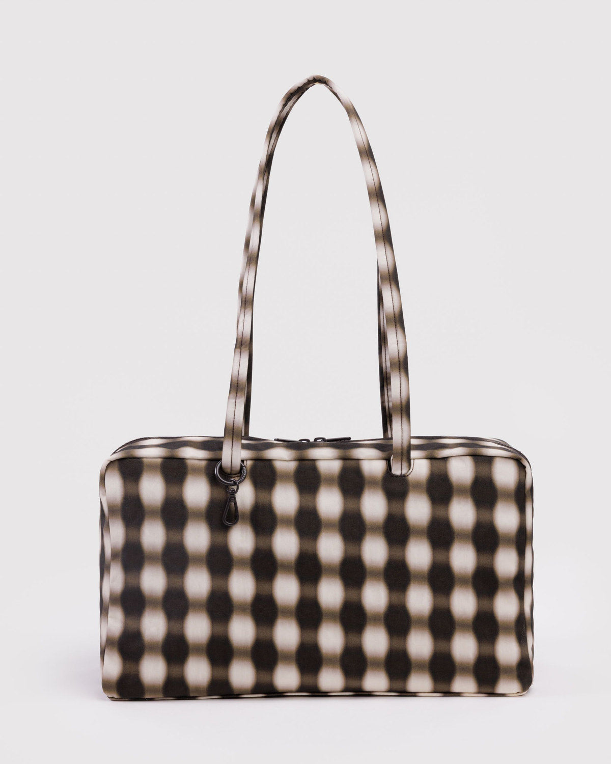 Medium Nylon Bowler Bag Blurred Gingham Brown | Baggu Latest