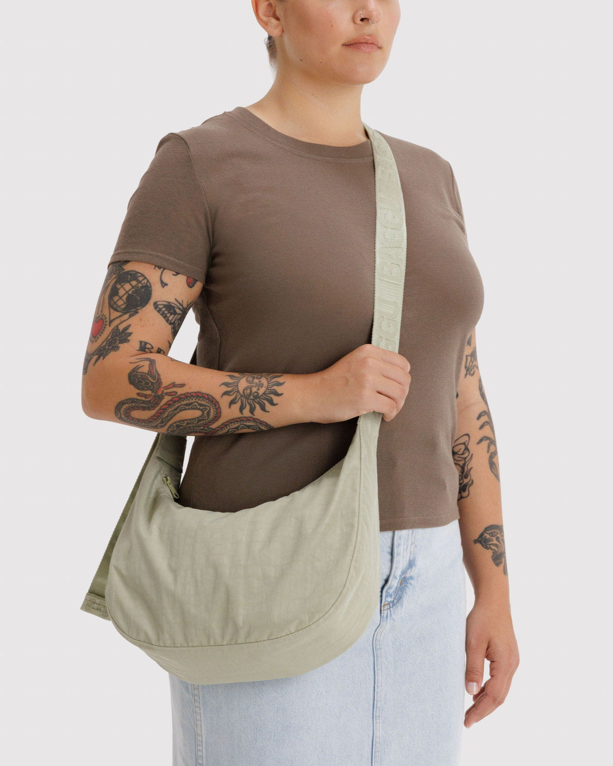 Medium Nylon Crescent Bag Celadon | Baggu Featured