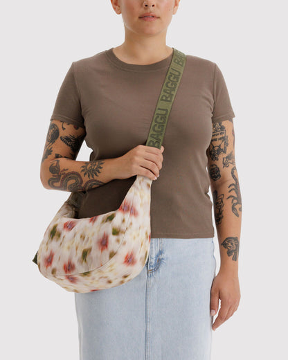 Medium Nylon Crescent Bag Abstract Floral | Baggu Featured